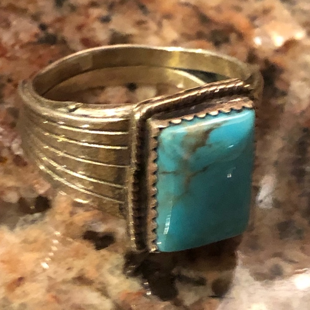 “RB” Engraved Navajo Turquoise & Sterling Silver - Picture 8 of 8